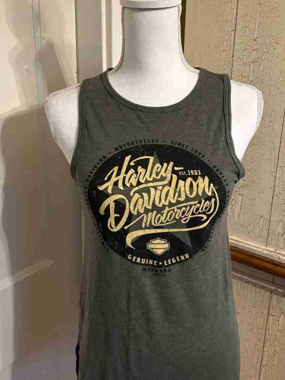 Olive Harley-Davidson Motorcycle Logo Tank Top